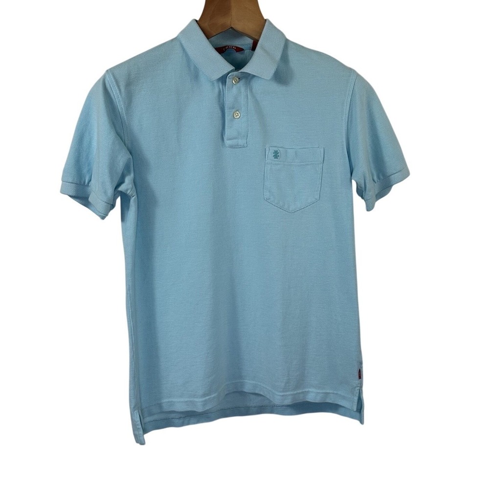 Izod Polo‎ Golf Short Sleeve Shirt Blue Cotton Logo Mens S